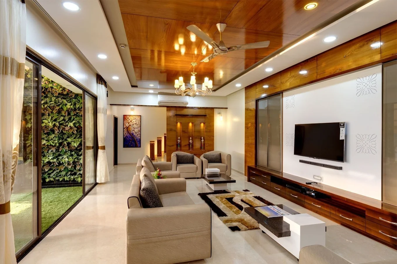 Luxury Living Room Interior Design Project in Bhubaneswar by Aarnikso